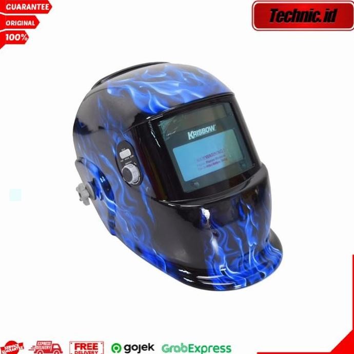 new  Helm Las Krisbow Dengan Pengatur Gelap Kaca Hitam Kedok Las Topeng Las