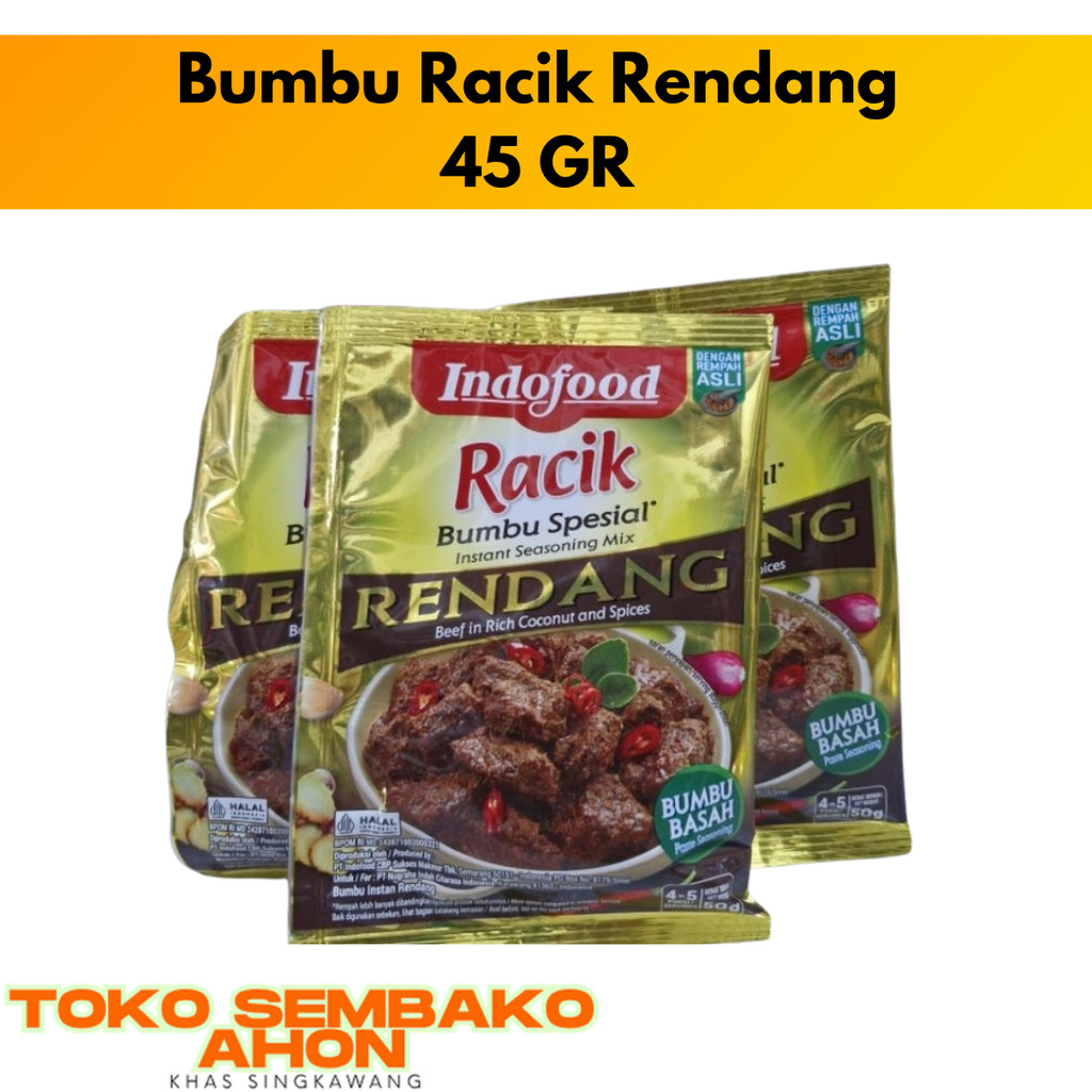 

Bumbu Racik Rendang 45 Gr | Indofood Racik / Racikan Rendang Indofood / Bumbu Rendang Instan / Bumbu Masak Rendang Indofood 45gr