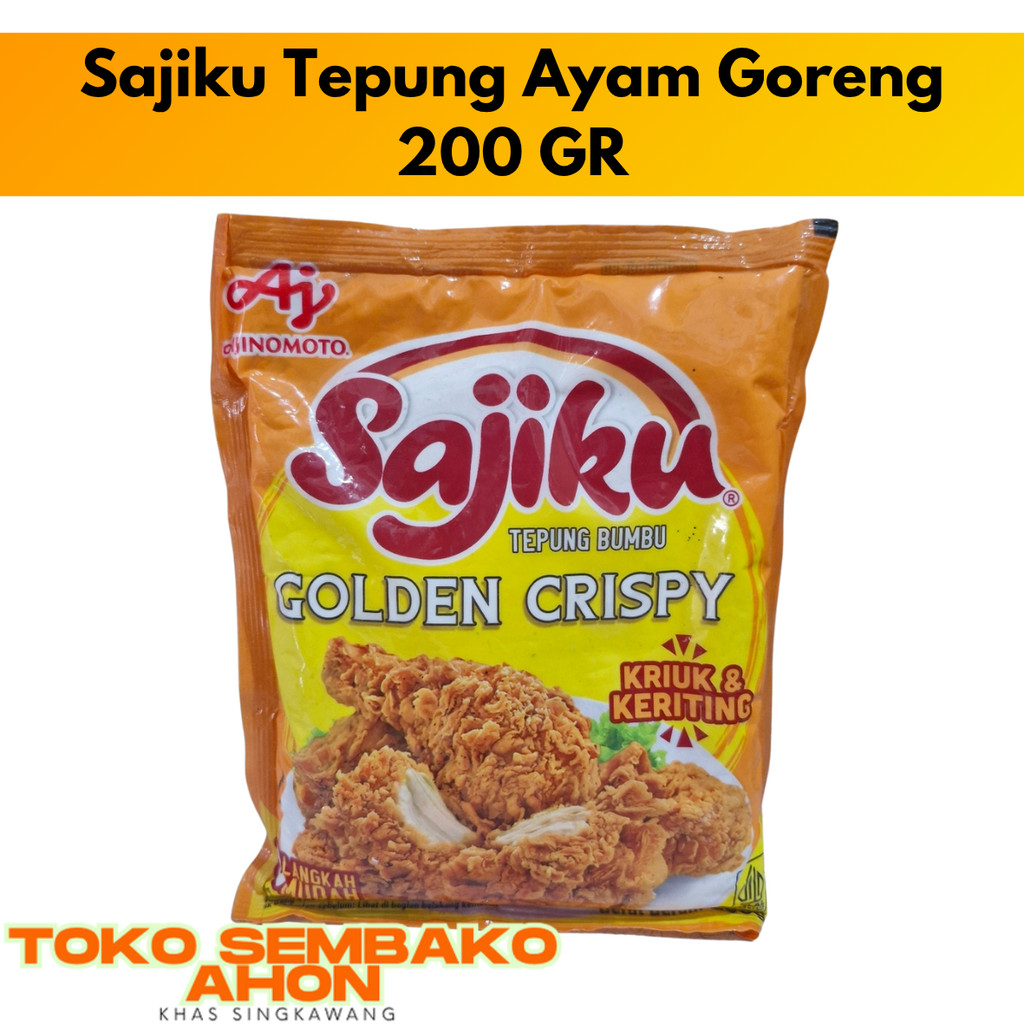 

Sajiku Tepung Bumbu Ayam Goreng 200 Gr / Golden Crispy / Golden Krispy / Crispi / krispi 200 Gr / Sajiku Ayam Tepung Goreng Renyah / Tepung Sajiku Emas