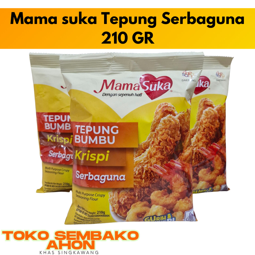 

Mama suka - Tepung Bumbu Serbaguna 210 gr / Tepung Mama Suka Serbaguna / Tepung Serba Guna 210g / Bumbu Tepung All Purpose