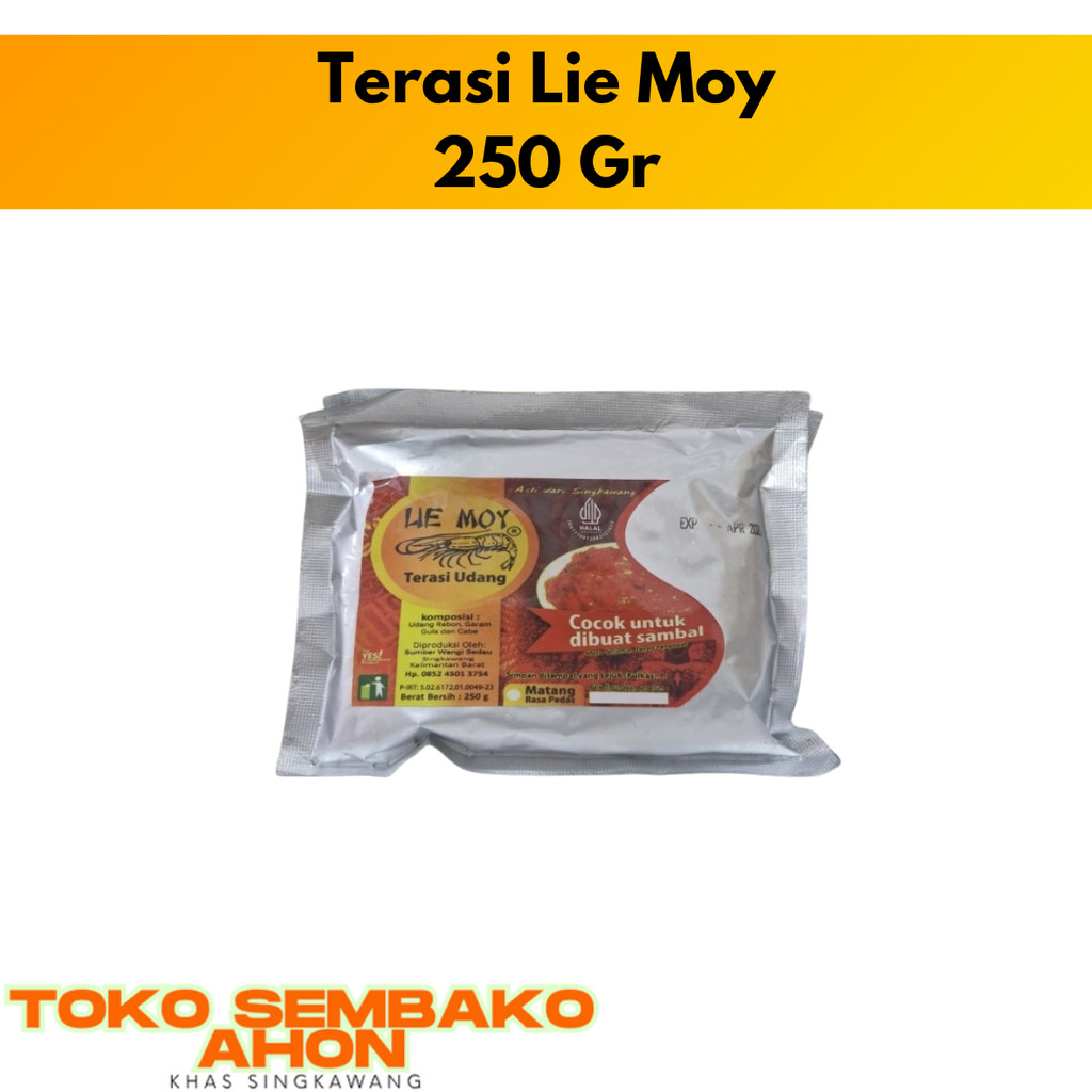 

Terasi Lie Moy 250 gr / Terasi Kalimantan Lie Moy / Terasi Udang Asli / Belacan Kalimantan / Bumbu Masakan Terasi