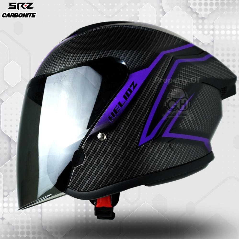 Terlaris Helm Srz Helioz Carbon Black Purple Doff Stabilo Carbonite Original