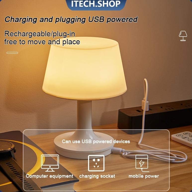 Remote Control Lampu Malam Led Kecil Pelindung Mata Lampu Samping Tempat Tidur Pengisian Usb Lampu