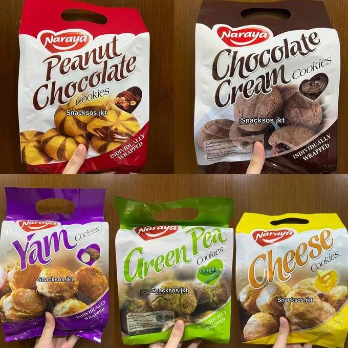 

NARAYA COOKIES PEANUT CHOCOLATE YAM GREEN PEA CHOCOLATE CREAM CHEESE