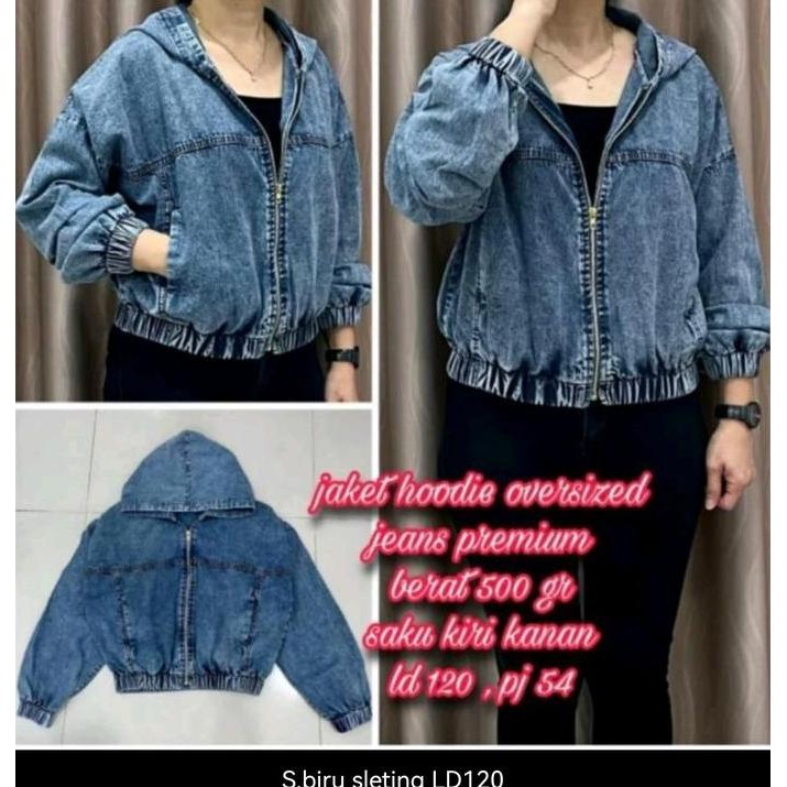 JUMBO JAKET WANITA SOFT JEANS LEMBUT HOODIE POLOS LD 120