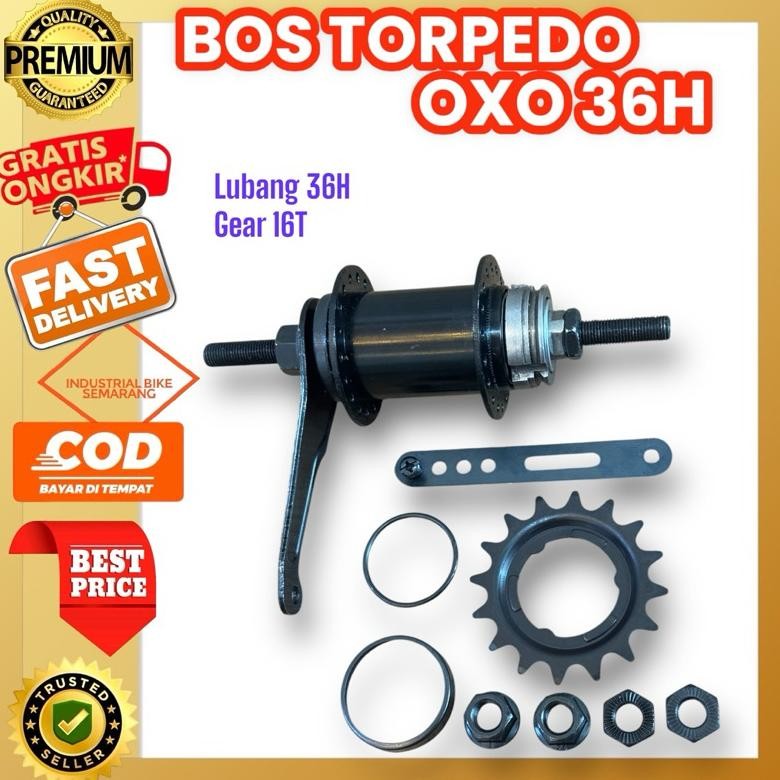 Fue-K5X20 ( Bos Torpedo Oxo / 36H ) Boss Freehub Free Hub Belakang Coaster Brake Fixie Sepeda Lipat 