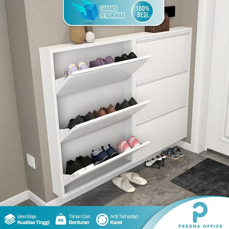 Rak Sepatu Susun Besi Tertutup 2 - 4 Layer Kuat Tebal Lemari Sepatu Minimalis Rak Sepatu Susun Besi