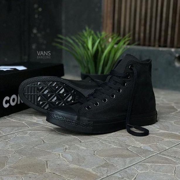 Sepatu Converse Original 100% Hitam Polos All Star Full Black Tinggi (Best Quality)