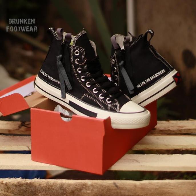 Sepatu Converse All Star High Enshadower Zipper Black White (Best Quality)