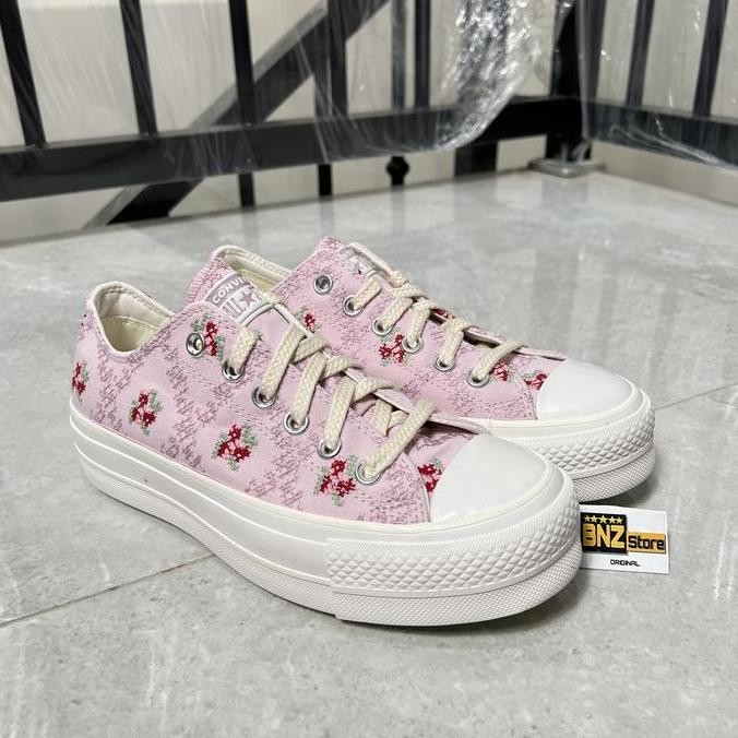 Sepatu Sneakers Wanita Converse Ctas Lift Platform Ox Summit Pink/Vintage White/Egret (Best Quality)