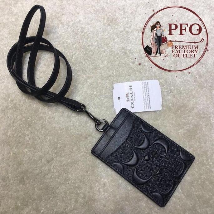 

TERLARIS - LANYARD CH 58634 Gantungan Lanyard Signature Embossed Black Leather