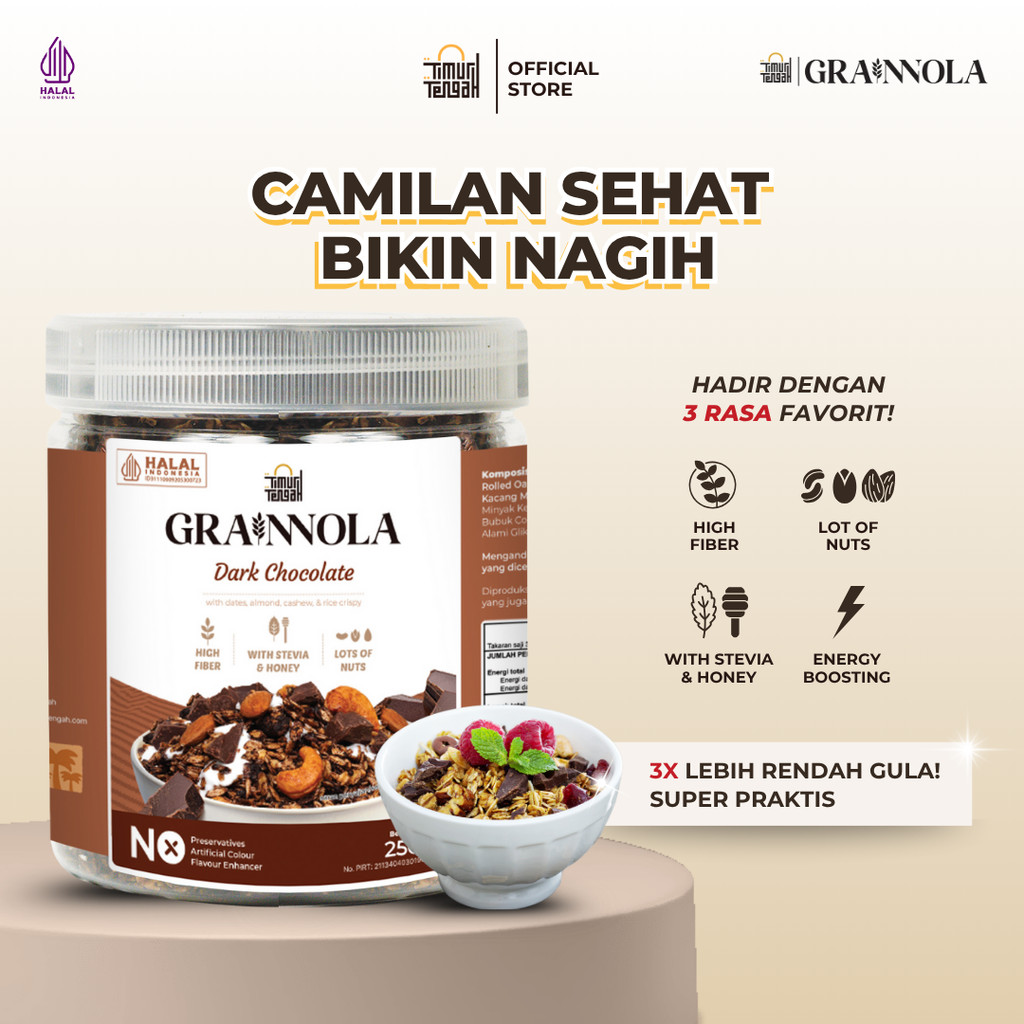 

Timur Tengah Granola Dark Chocolate 250 gr Sereal Makanan Sehat
