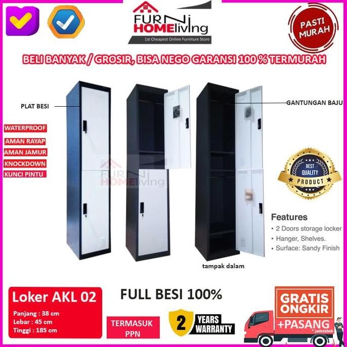 PROMO Lemari Loker Besi 2 Pintu + Gantungan LK002