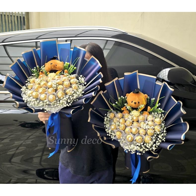 Gd-8 [Premium] Gift Bouquet Buket Wisuda Boneka Toga + Coklat Ferrero, Gift Graduation Bouquet, Buck