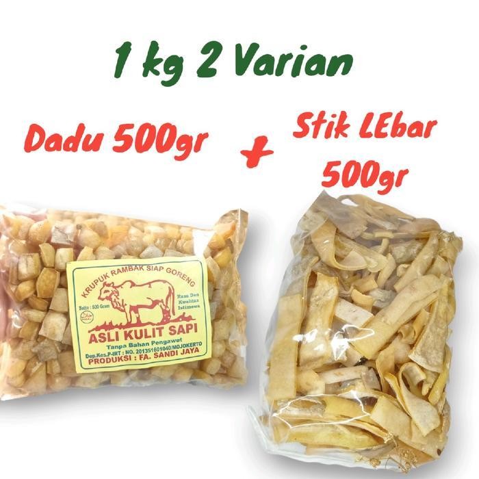 

SEDIA! Rambak sapi 1kg mix(Dadu, Stik Lebar) kode murah Ori!!