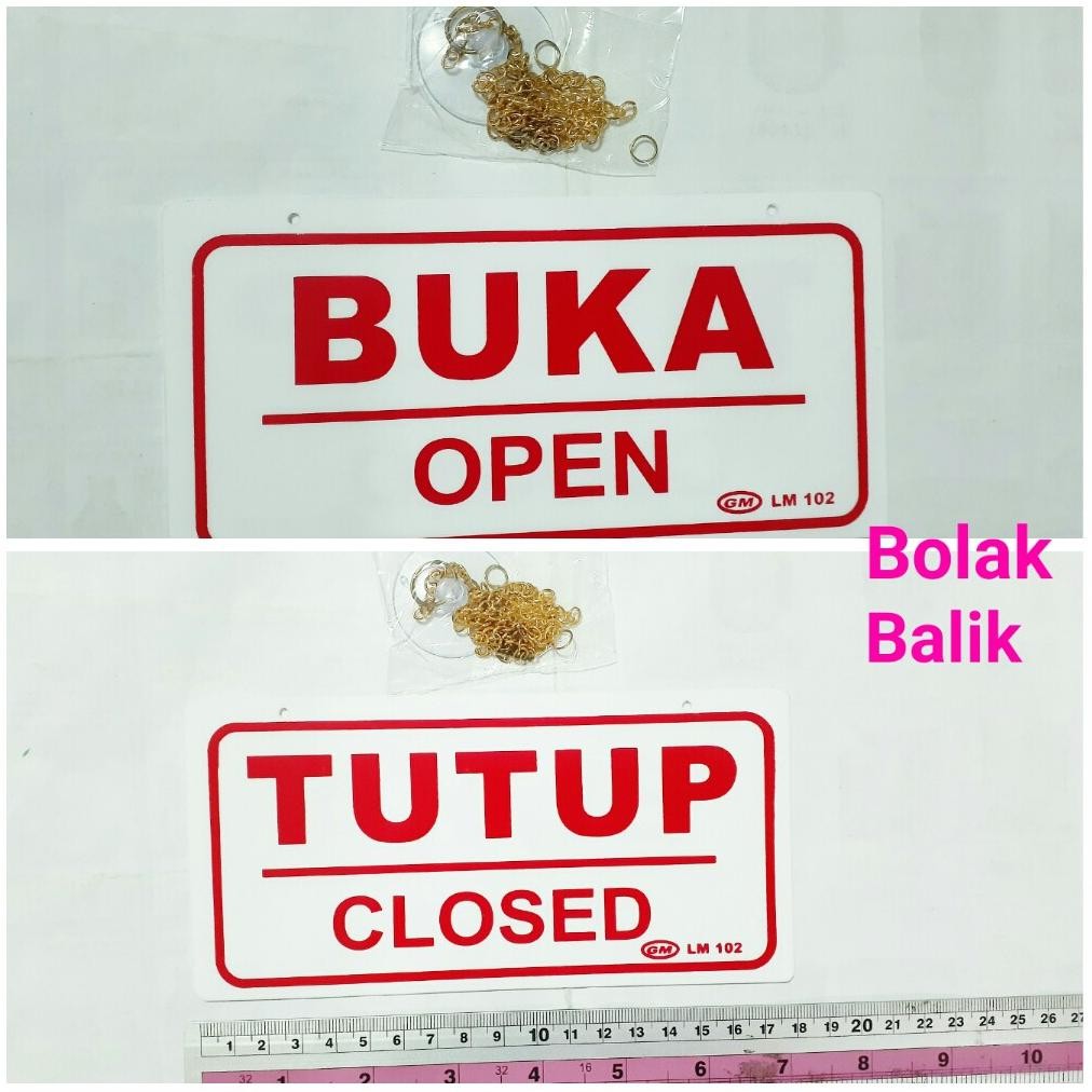 

KECIL tulisan BUKA TUTUP | OPEN CLOSE signboard plat tanda sign pelat papan murah di toko resto cafe DiM