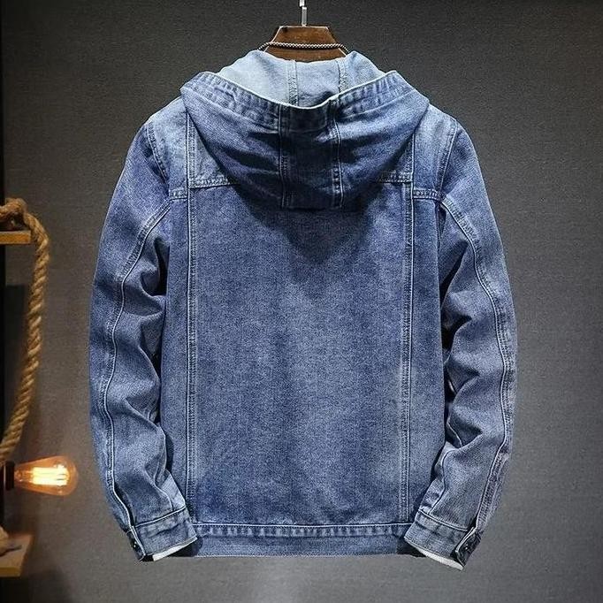 Jaket Jeans Denim Kupluk Bertopi Pria Wanita Terbaru Cowok Distro Keren Tebal Casual