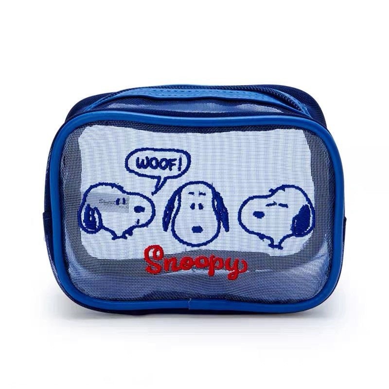 

Japanese Style Cartoon Cute Snoopy Embroidered Mesh Makeup Bag for Women Travel Zipper Portable Toiletry Organizer OKRO