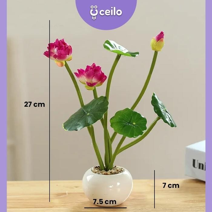 Ceilo Bunga Teratai Imitasi | Lotus Artificial | Tanaman Teratai Palsu | Bunga Teratai Pot Keramik |