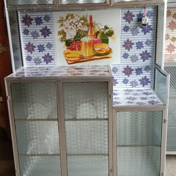 Rak Piring 2 Pintu - Rak Dapur Minimalis - Rak Piring Kaca 3 Pintu