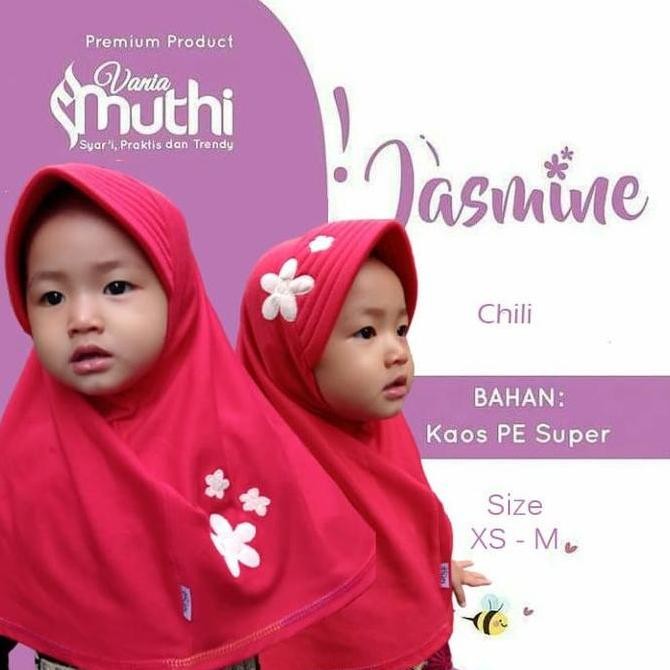 JILBAB ANAK VANIA MUTHI BUNGA JASMINE BAHAN KAOS USIA SEKOLAH PG TK