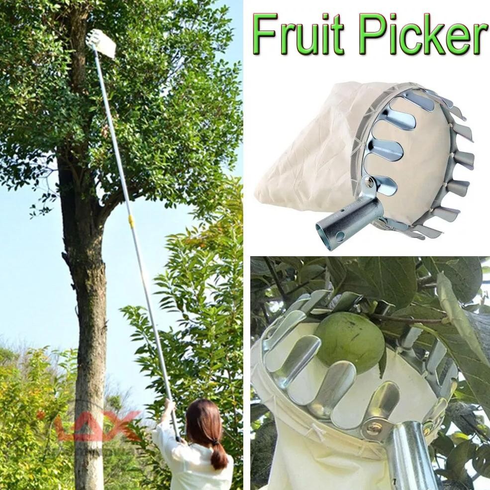 HOMYL keranjang galah pemetik buah Jaring Pemetik Buah besi metal Net Fruit Picker pohon tinggi