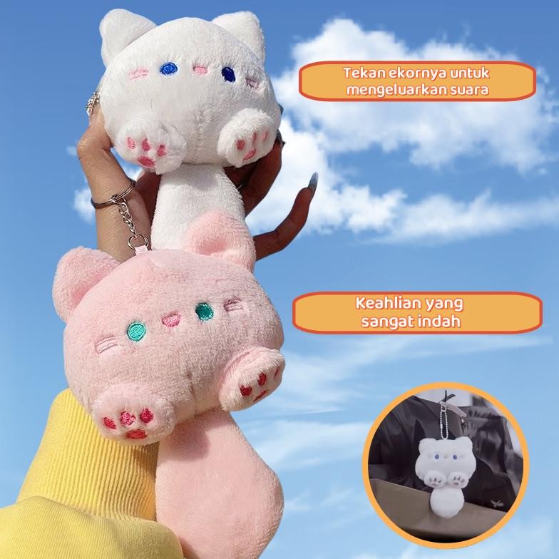 Liontin ransel yang lucu/Gantungan Kunci Boneka Kucing Fluffy Bunyi Lucu/Gantungan Kunci Boneka /Gan