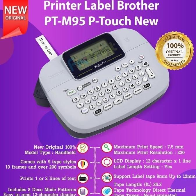 

Brother Stiker Label Printer Pt-M95 Print Handy Maker Seri M-Tape New Stok