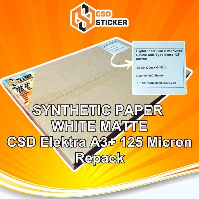 

new !!! CSD Elektra 125 Micron Synthetic Paper White Gloss Matte Seperti LMO/YUPO Anti Air - Repack 20