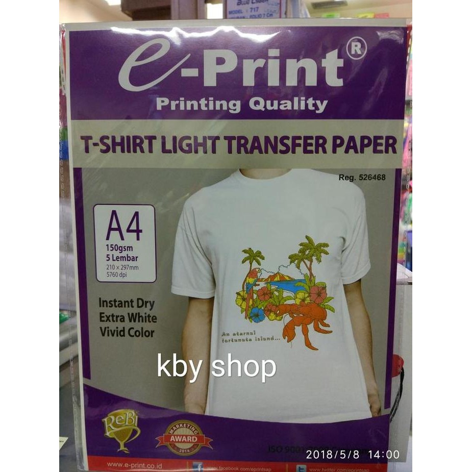 

new !!! KERTAS TRANSFER PAPER A4 UTK T-SHIRT KAOS PUTIH ATAU WARNA TERANG