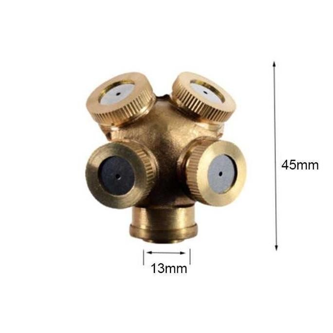 Sprinkler Spray Nozzle Air Irigasi Taman Copper 4 Holes Sprinkle Kabut