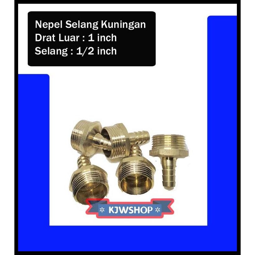 TERMURAH NSDL NEPEL SELANG 1" X 1/2" NEPEL KUNINGAN DRAT LUAR 1" SELANG 1/2" NEPEL DRAT LUAR 1" X 1/