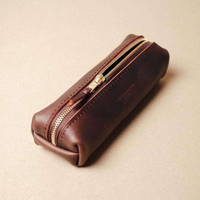 

TERMURAH - Verne's GALWAY Pencil Case - Tempat Pensil Kulit - Dark Brown