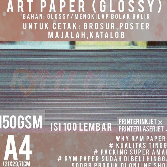 

new !!! Art Paper 150 gsm A4 isi 100 Lembar / Kertas Bahan Brosur Mengkilap Glossy 150 gram For Laserjet Printer or Art Paper Inkjet Printer