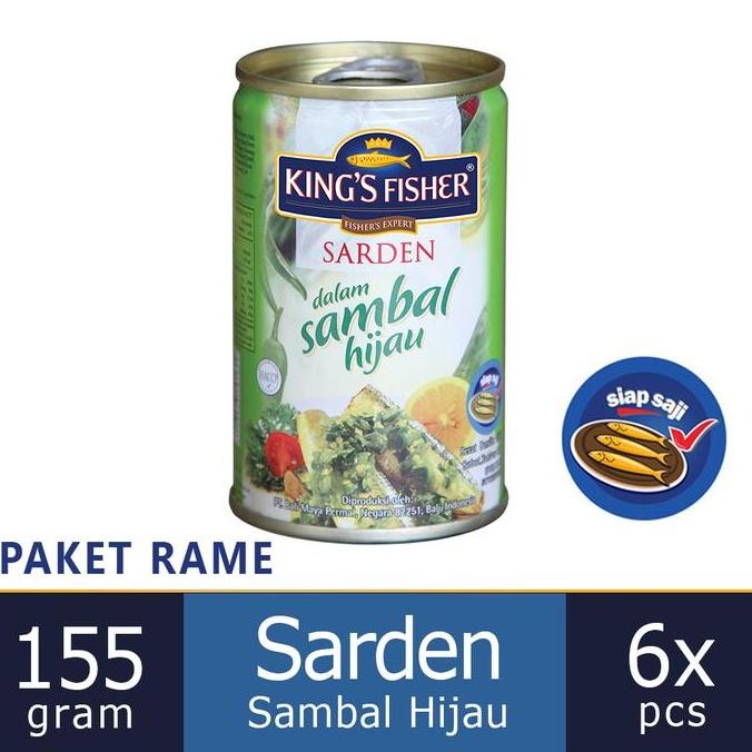 

Paket 6 pcs King's Fisher Sarden mini Sambal Hijau Makanan Kaleng 155g