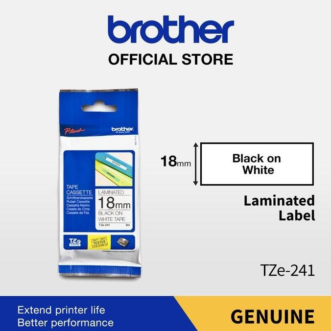 

Brother Label Tape Tze 241 Black On White 18Mm Original New Stok