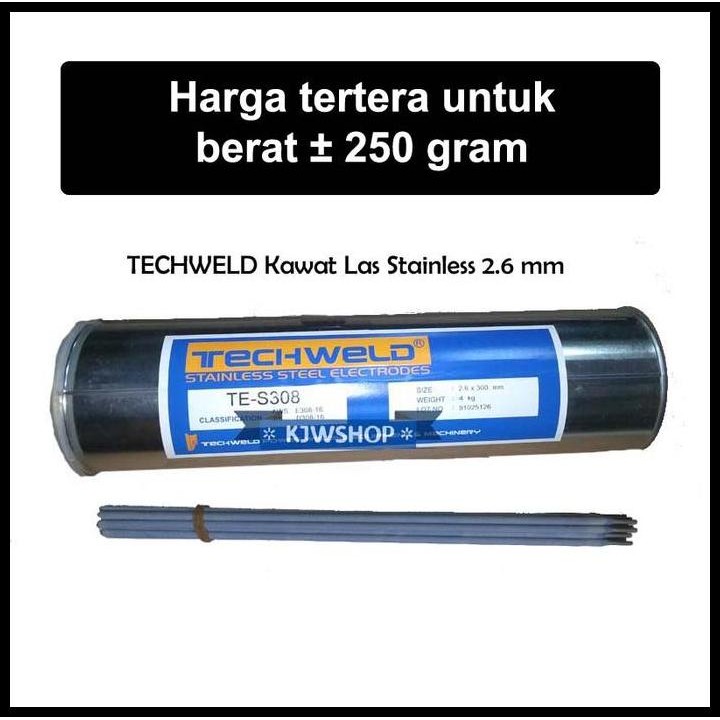 TERBARU KAWAT LAS STAINLESS STEEL 2.6 MM X 300MM TECHWELD KAWAT LAS STENLIS 2,6MM KAWAT LAS TECHWELD