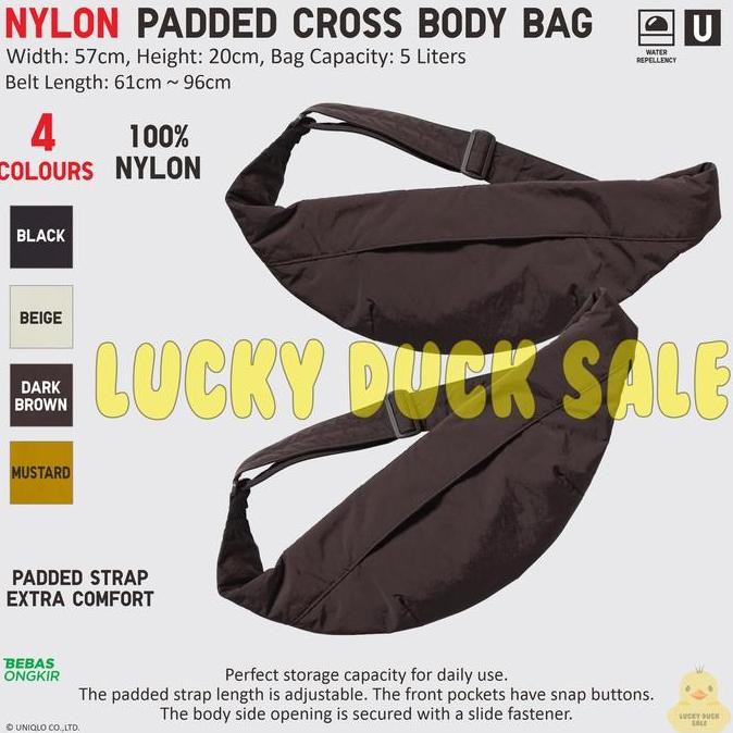 Nylon Cross Body Bag Tas Selempang Padded Unisex UNIQLO Crossbody
