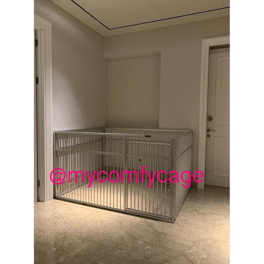 Pagar Anjing Aluminium Mycomfycage untuk Samoyed