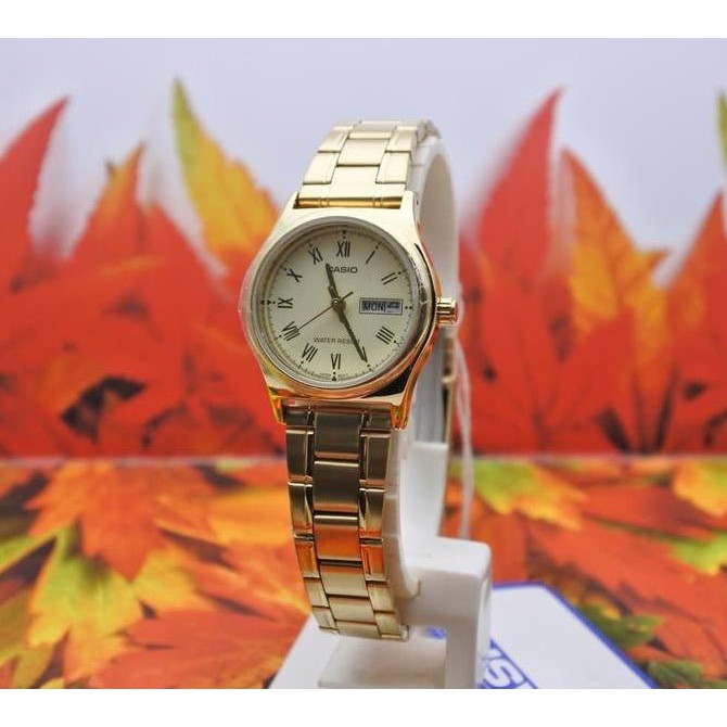 Casio Digital Jam Tangan Wanita Rantai Gold LTP-V006G-9B Original