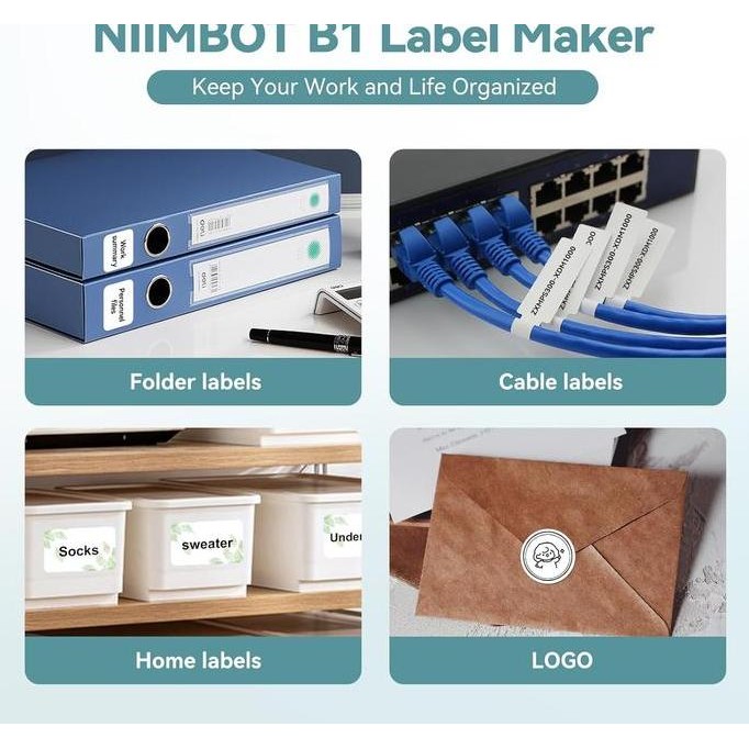 

Niimbot B1 Label Printer Bar Qr Stiker Produsen Warna Kabel New Stok