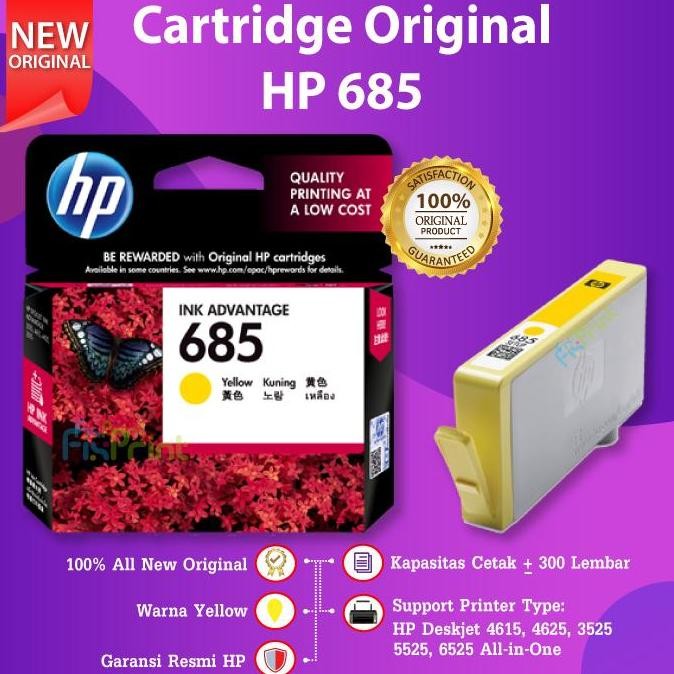 Set Cmyk Cartridge Hp 685 Tinta Printer 4615 4625 3525 5525 Compatible New Stok