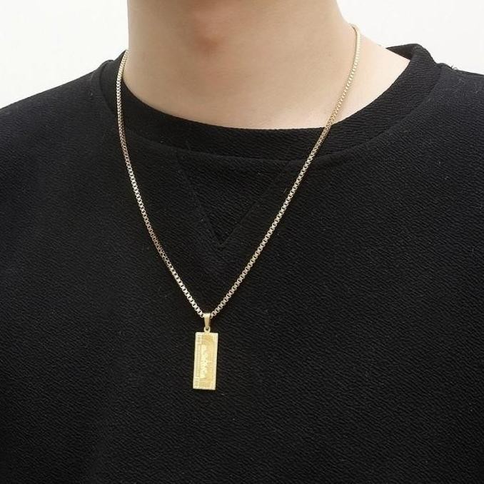 New - Kalung Titanium Lapis Silver Gold 100 Dollar Amerika Men Necklace K65