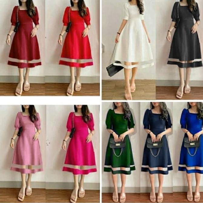 dress wanita XL/dress remaja/pesta/baju natal/baju kerja/dress midi/ L64