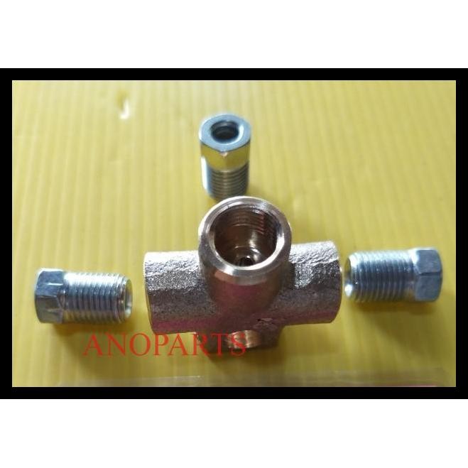 TERBARU PARTS SAMBUNGAN NEPEL REM 6 MM DRAT HALUS KUNCI 10 MM MODEL T KUNINGAN 