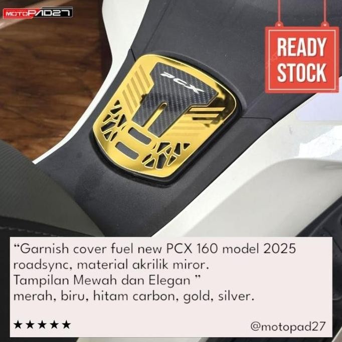 Garnish Cover Fuel Tank Honda Pcx 160 2025 Chrome Aksesoris Motopad Tanki Original