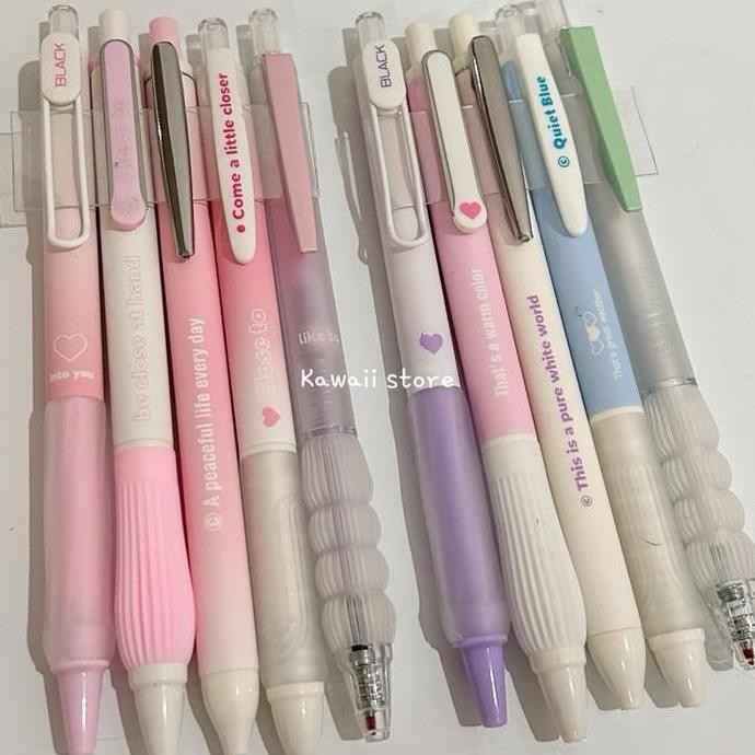 

5PCS SET PULPEN GEL LUCU HEART PEN KAWAII AESTHETIC TINTA HITAM STATIONERY SM
