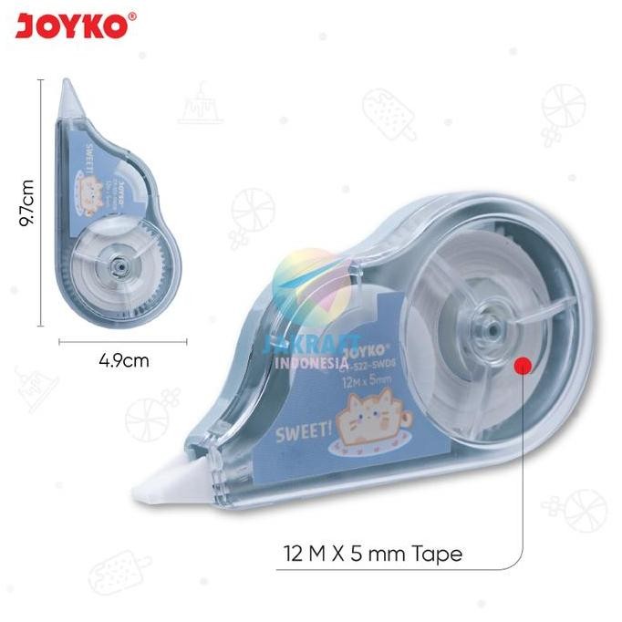 

(1 Pcs) Correction Tape JOYKO CT-522-SWDS Morandi Fancy Tip-X Tip Ex Pita 12 Meter isi Lebih Banyak Long Life JS