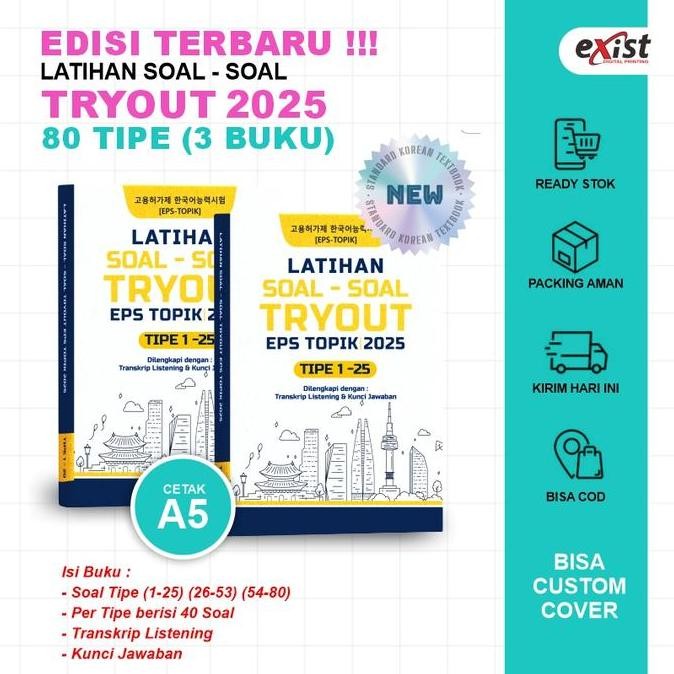New BUKU Tryout EPS TOPIK 2025 Korea Lengkap Kunci Jawaban + Audio Listening