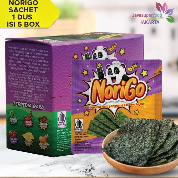 

(Beli 1 Dus Free 10 Pcs) Norigo Nori Bbq Sachet Seaweed Snack 3G Rumput Laut Halal Rasa Bbq Kualitas Terbaik Harga Termurah